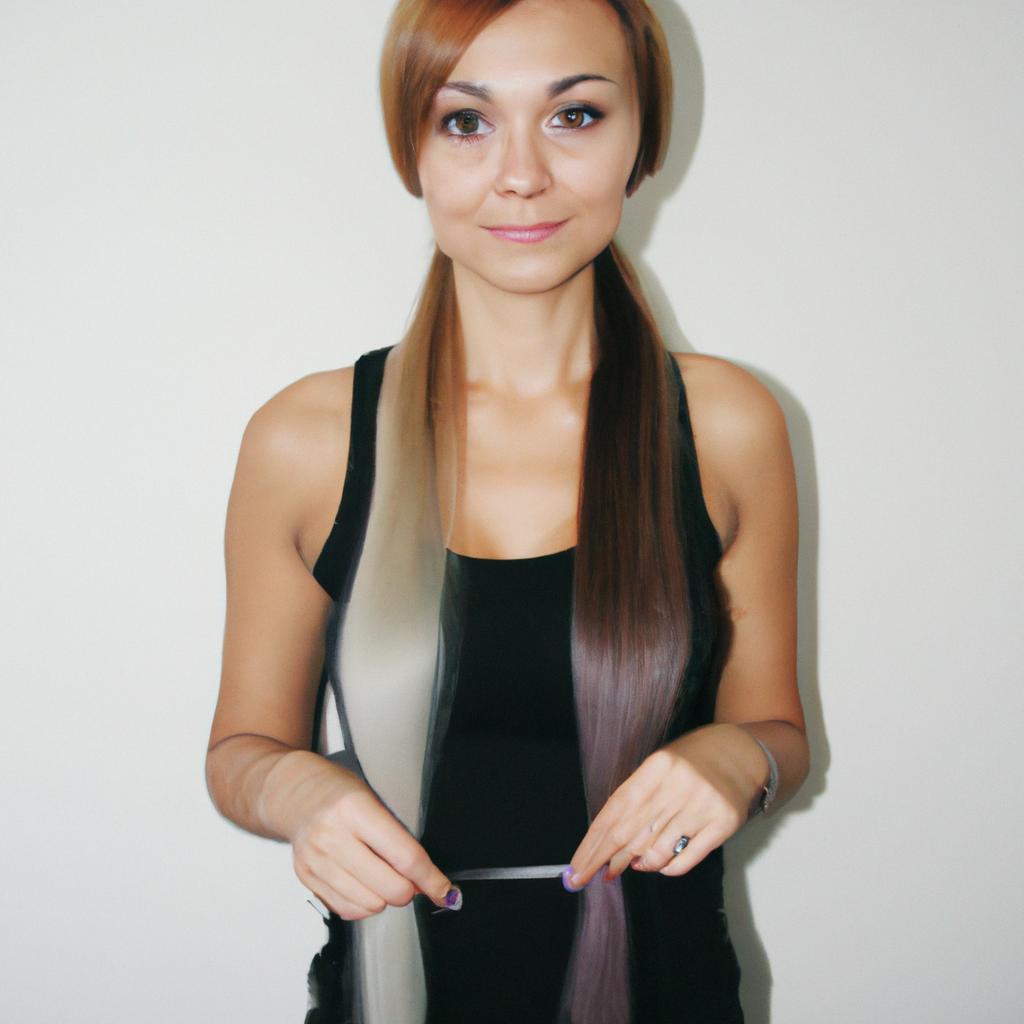 Woman demonstrating different hair extensions