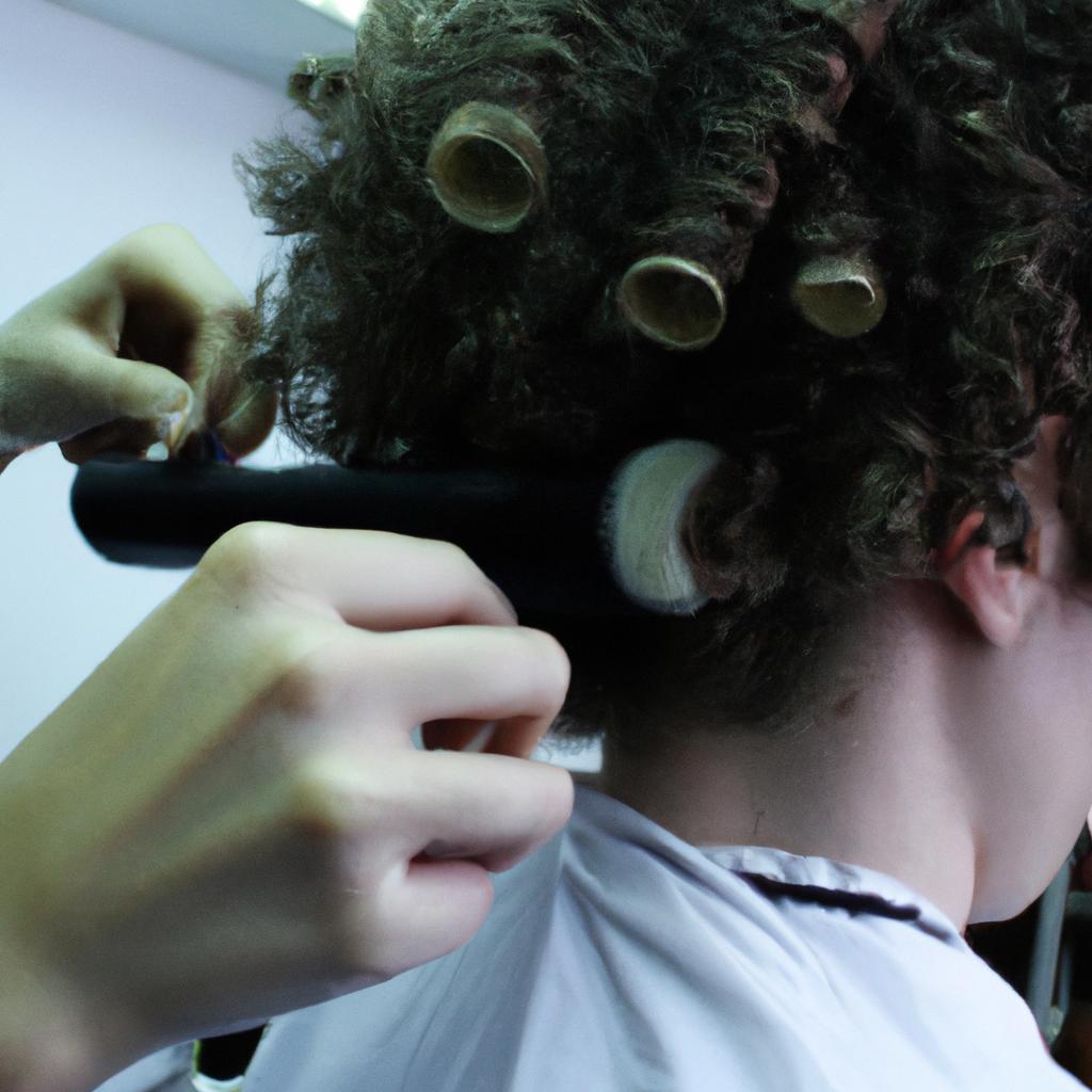 Person getting a perm hairstyle