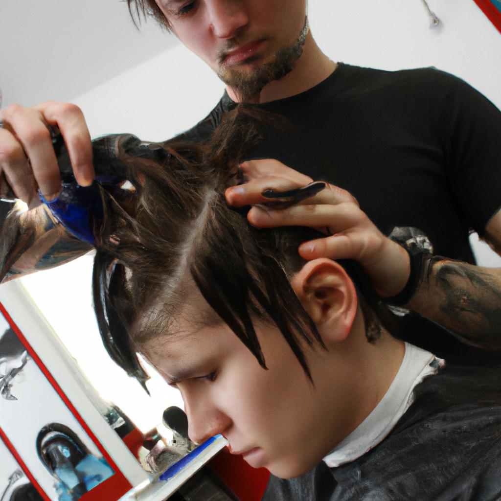 Stylist giving a trendy haircut