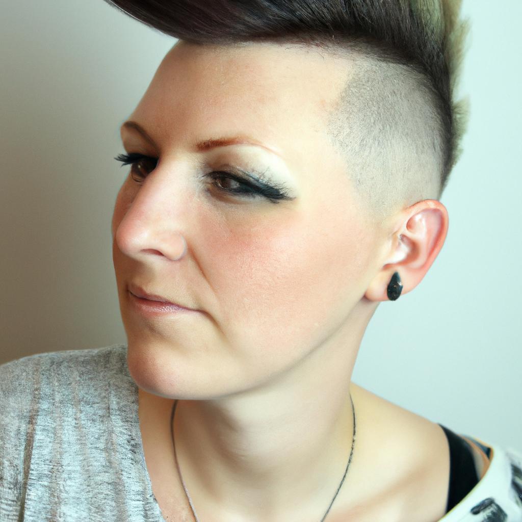 Woman with trendy pixie haircut